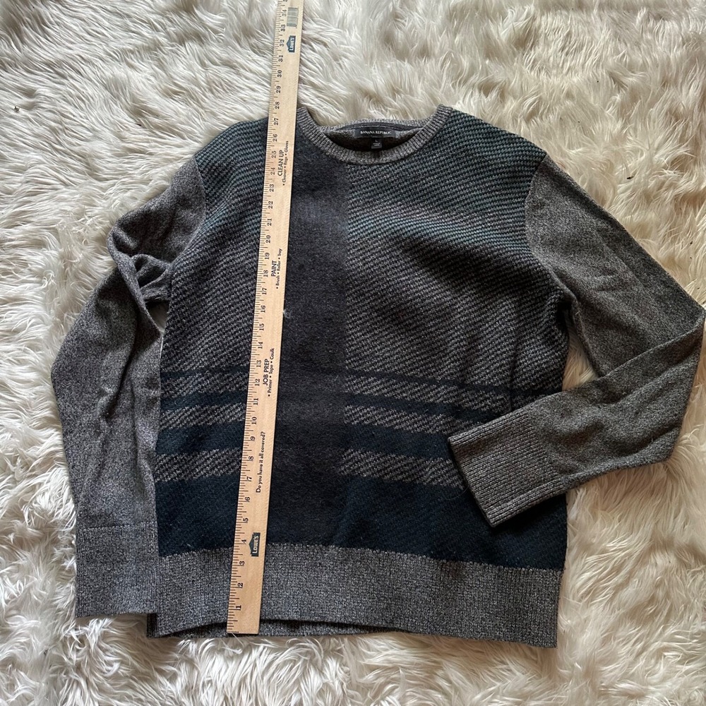 Banana Republic Sweater Mens Large‎ Grey Crewneck Wool Blend